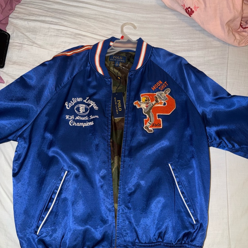 Polo Ralph Lauren Tigers ‘67 Blue Satin Bomber Jacket with Patch